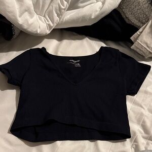 Garage Midnight Black Ribbed Crop Top